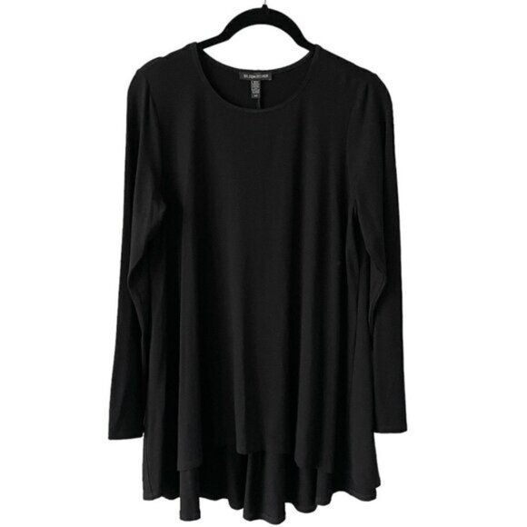 Eileen Fisher Stretchy Long Sleeve Blouse Round Neck Casual Black Small - Picture 1 of 7